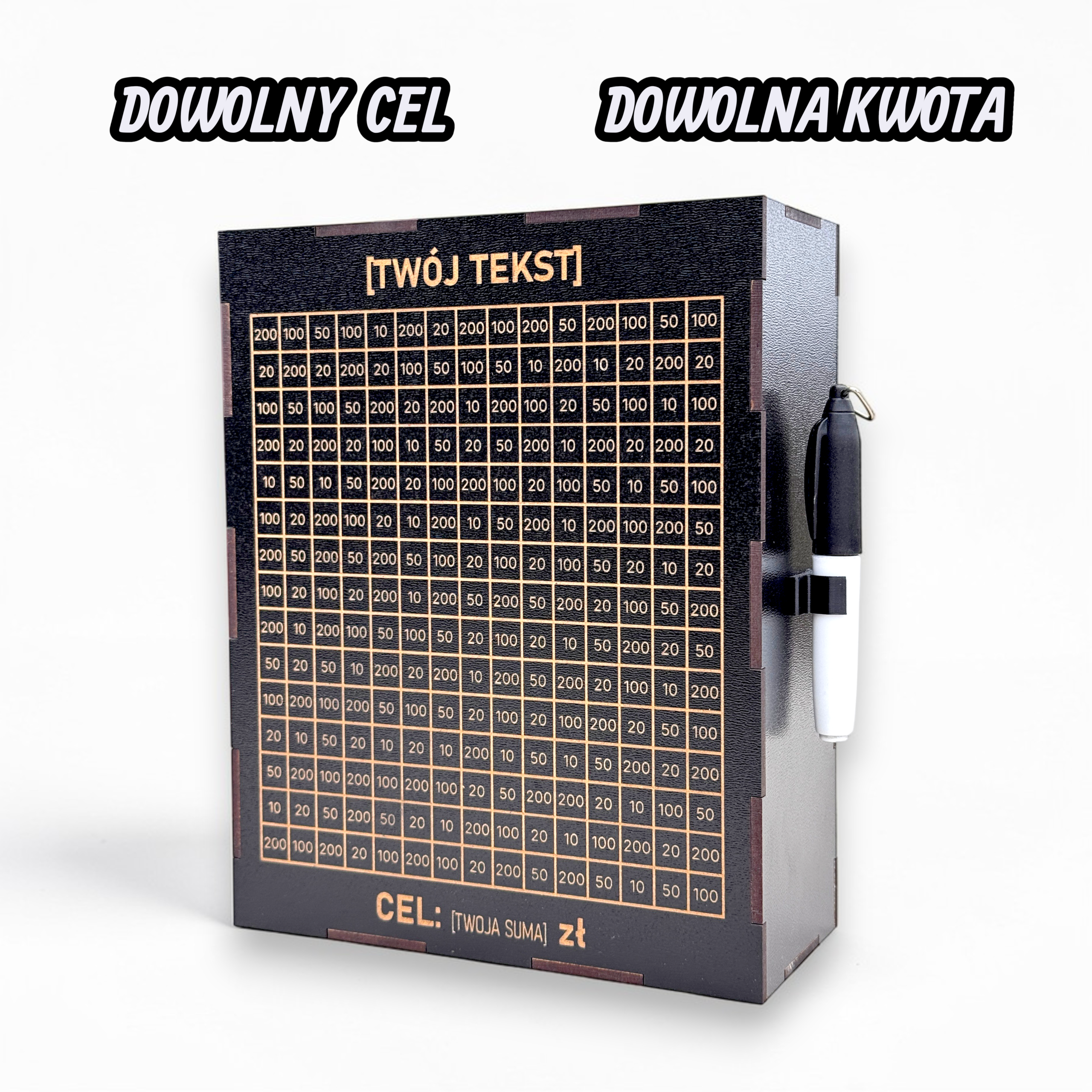 Personalizowana Skarbonka Wykreślana CZARNA L + marker gratis - obrazek 2