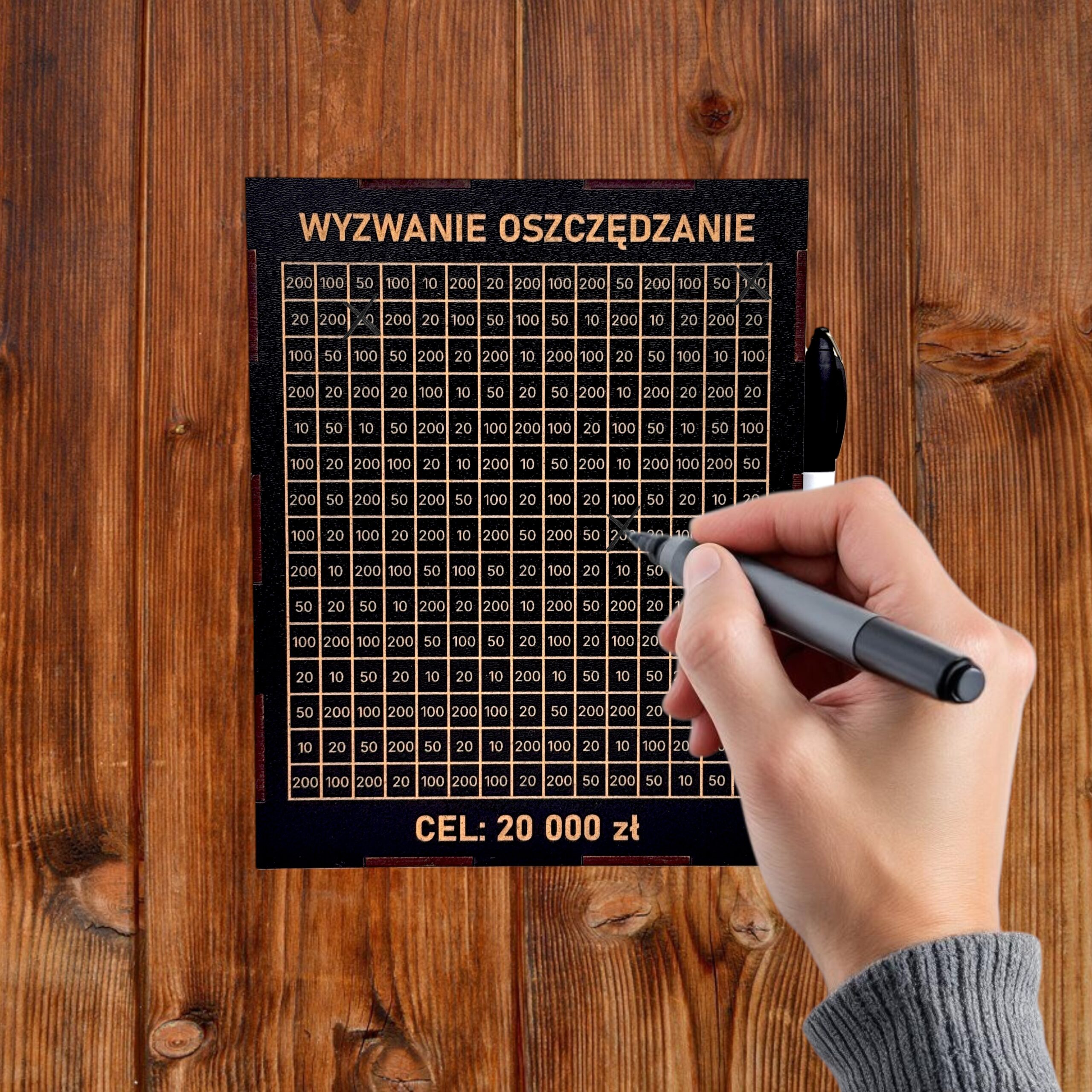 Personalizowana Skarbonka Wykreślana CZARNA L + marker gratis - obrazek 3