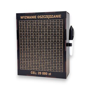 Personalizowana Skarbonka Wykreślana CZARNA L + marker gratis