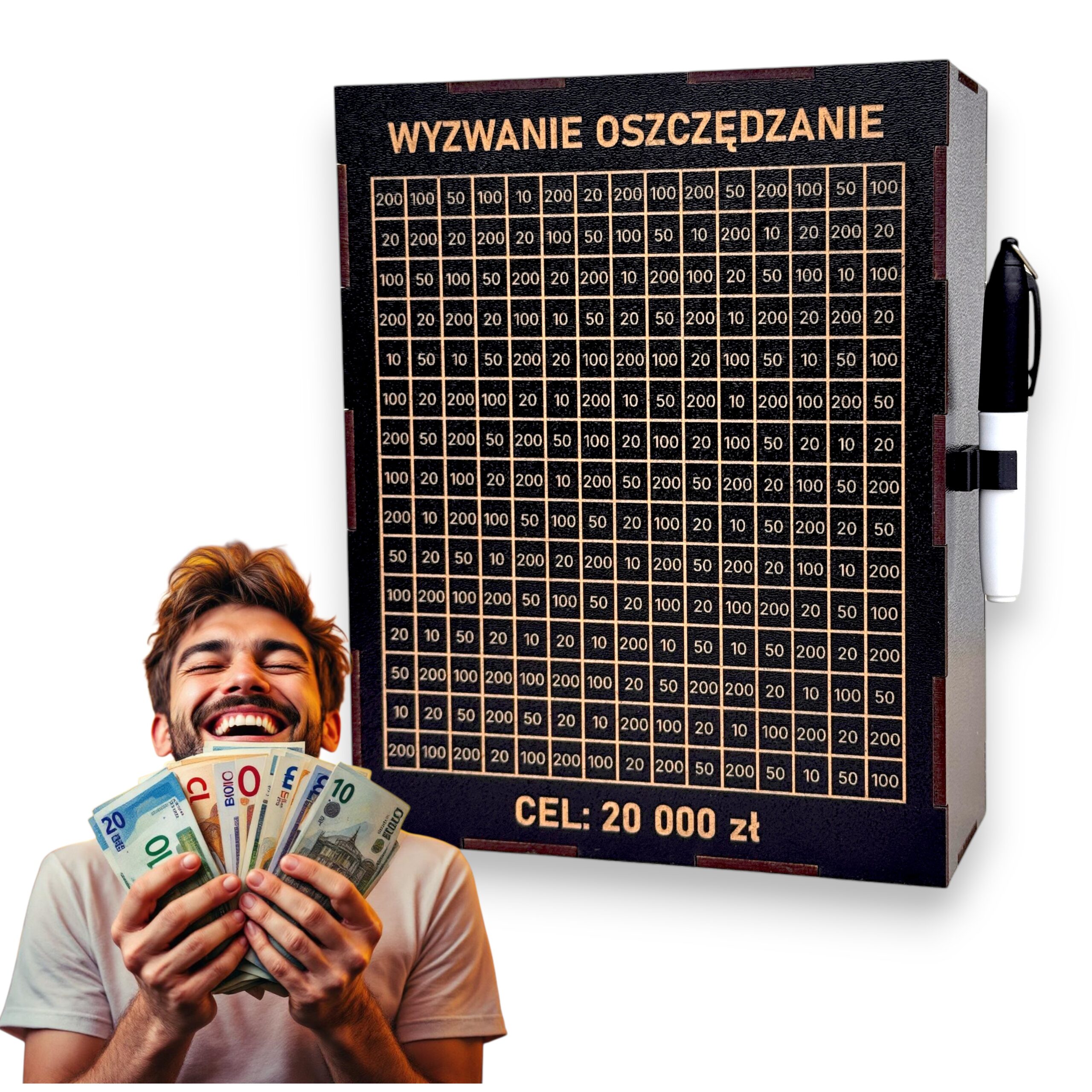 Personalizowana Skarbonka Wykreślana CZARNA L + marker gratis - obrazek 8