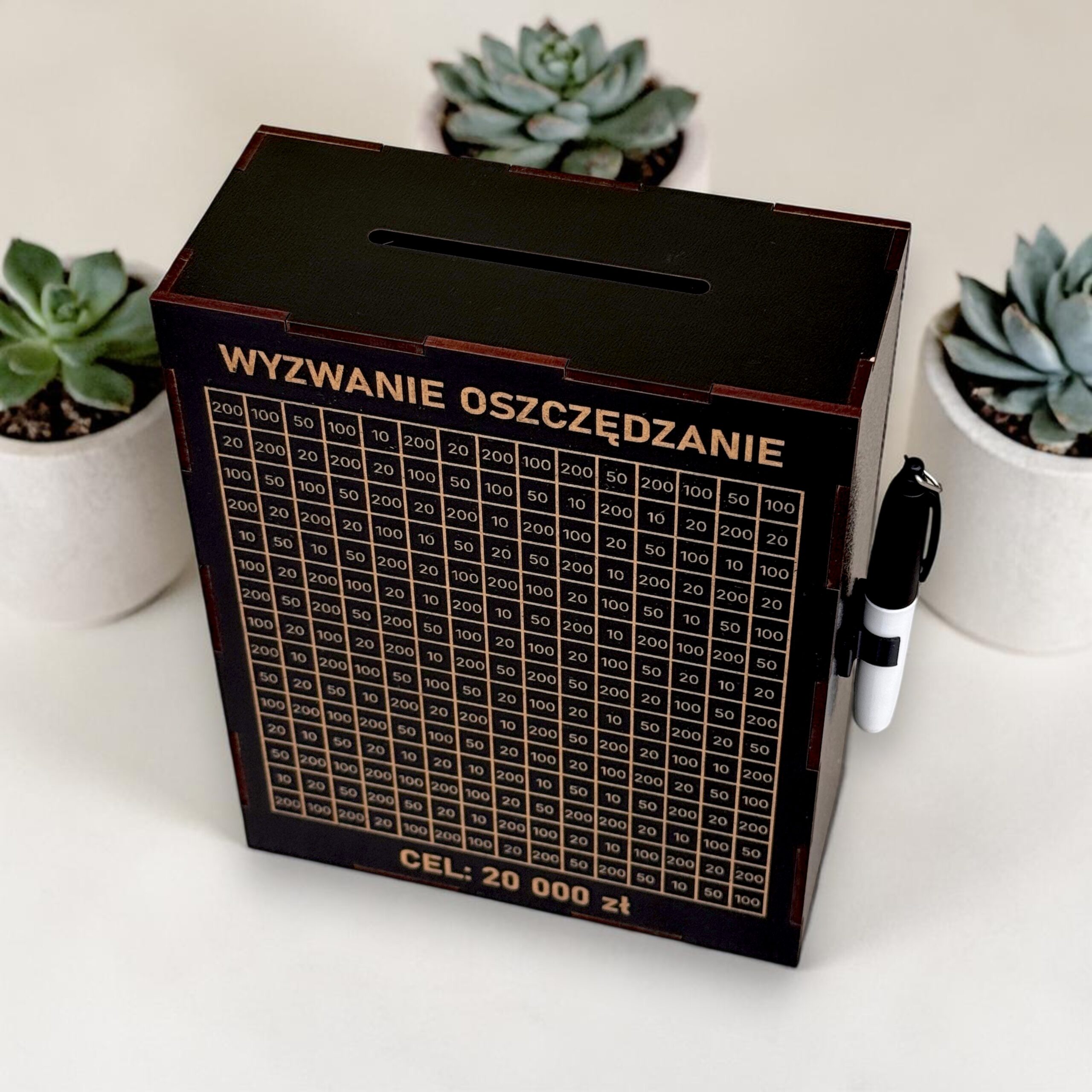 Personalizowana Skarbonka Wykreślana CZARNA L + marker gratis - obrazek 5