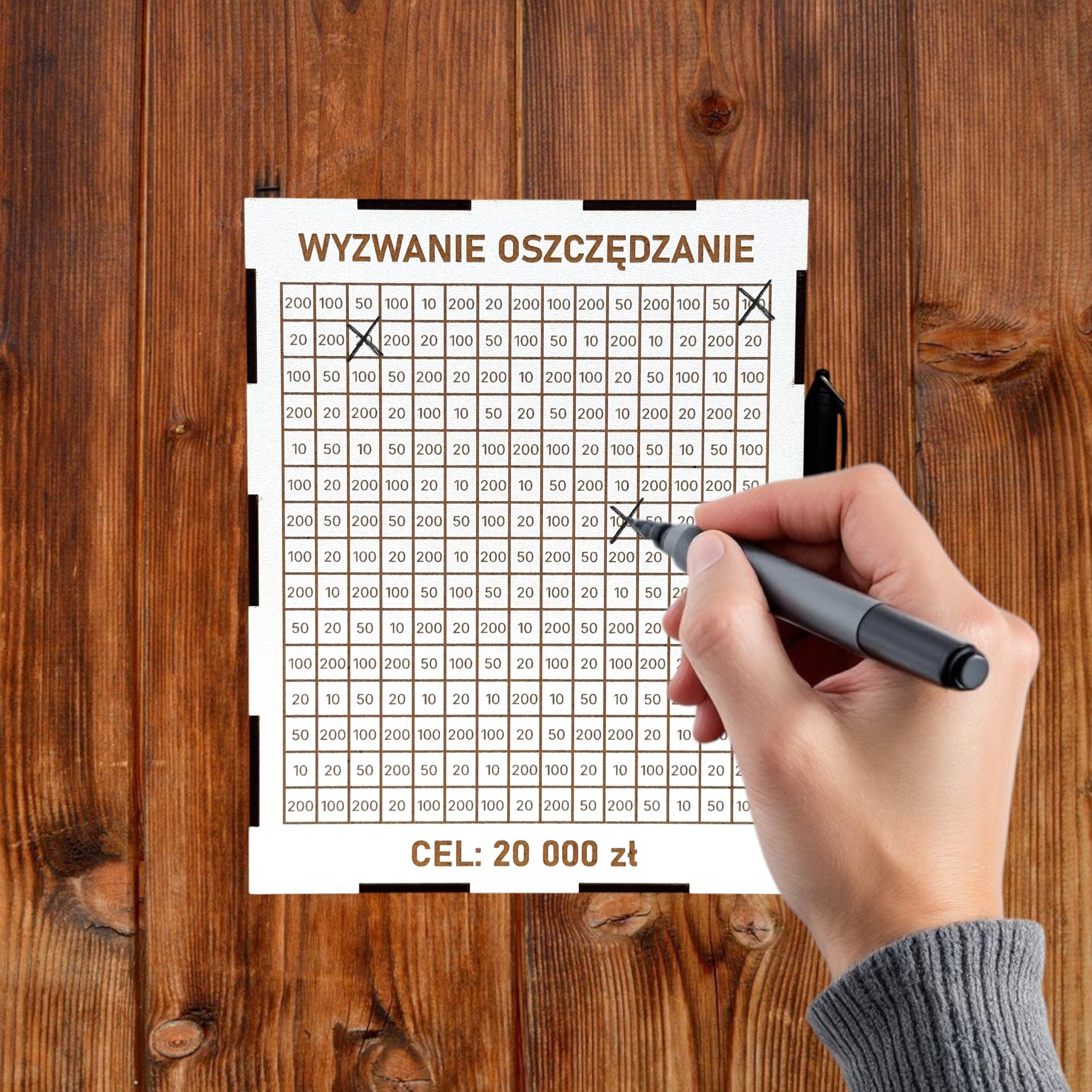 Personalizowana Skarbonka Wykreślana BIAŁA L + marker gratis - obrazek 3