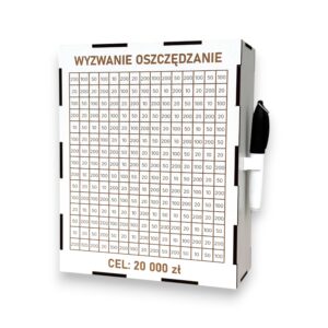 Personalizowana Skarbonka Wykreślana BIAŁA L + marker gratis