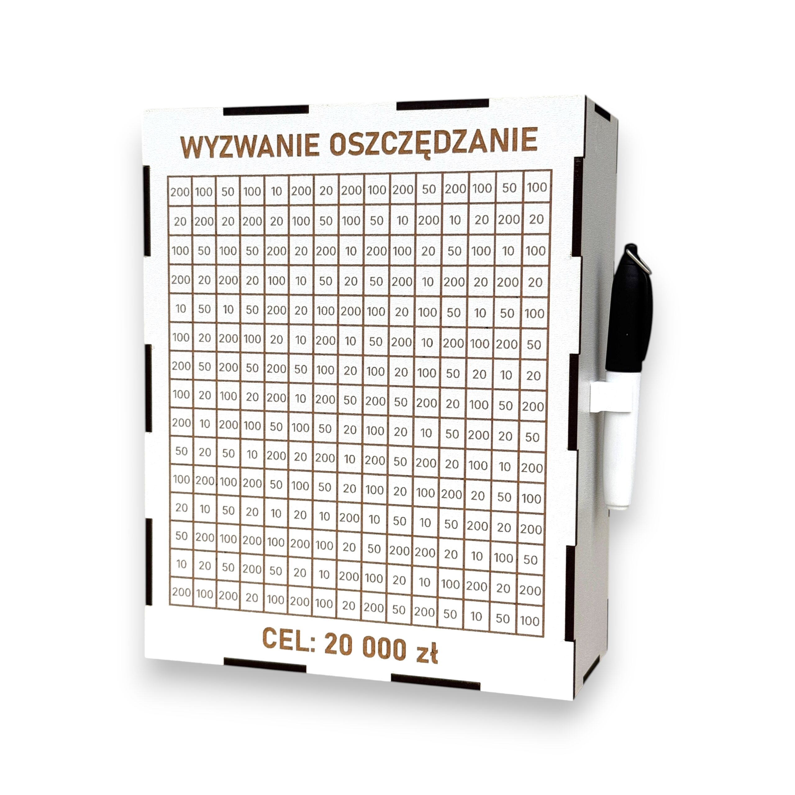 Personalizowana Skarbonka Wykreślana BIAŁA L + marker gratis