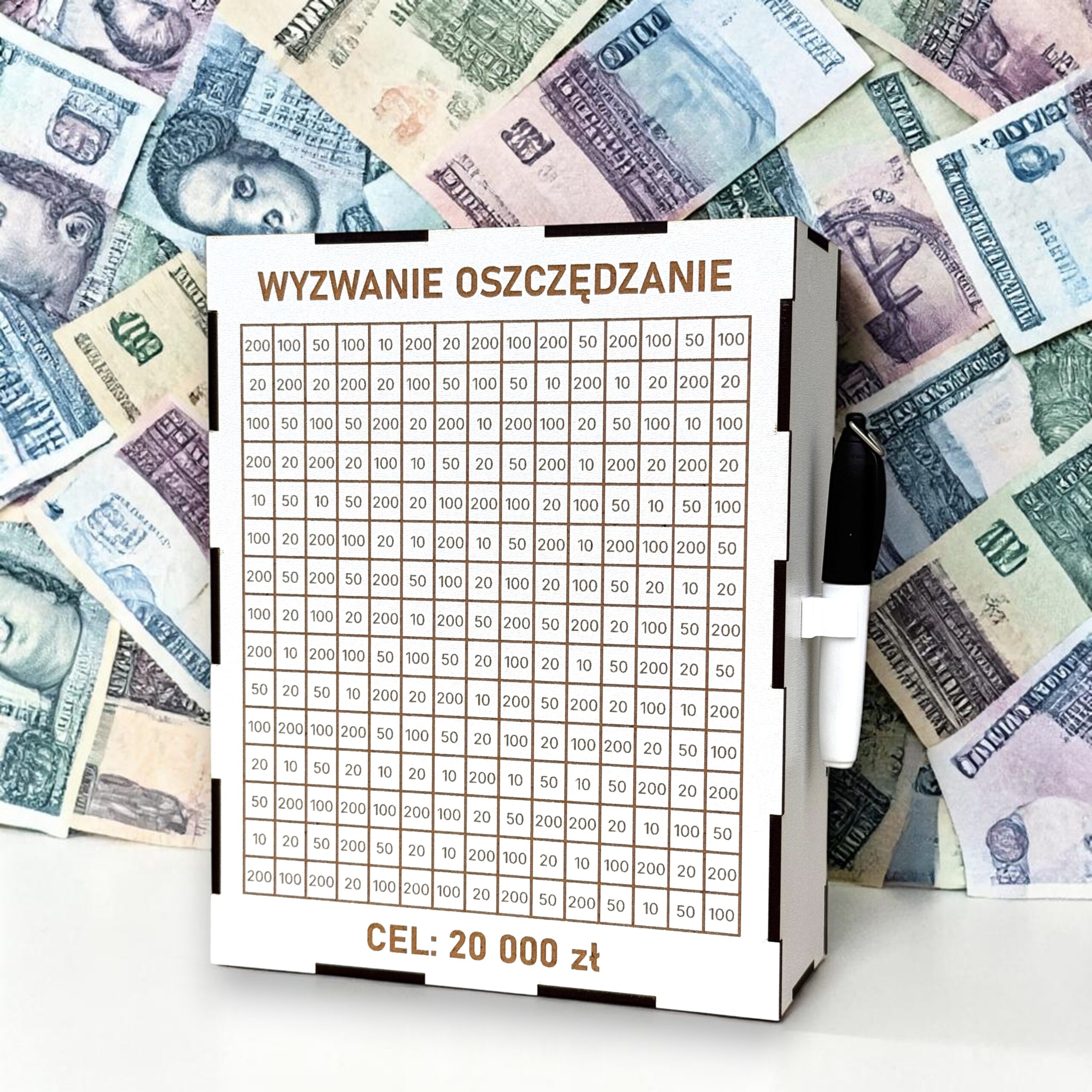 Personalizowana Skarbonka Wykreślana BIAŁA L + marker gratis - obrazek 7