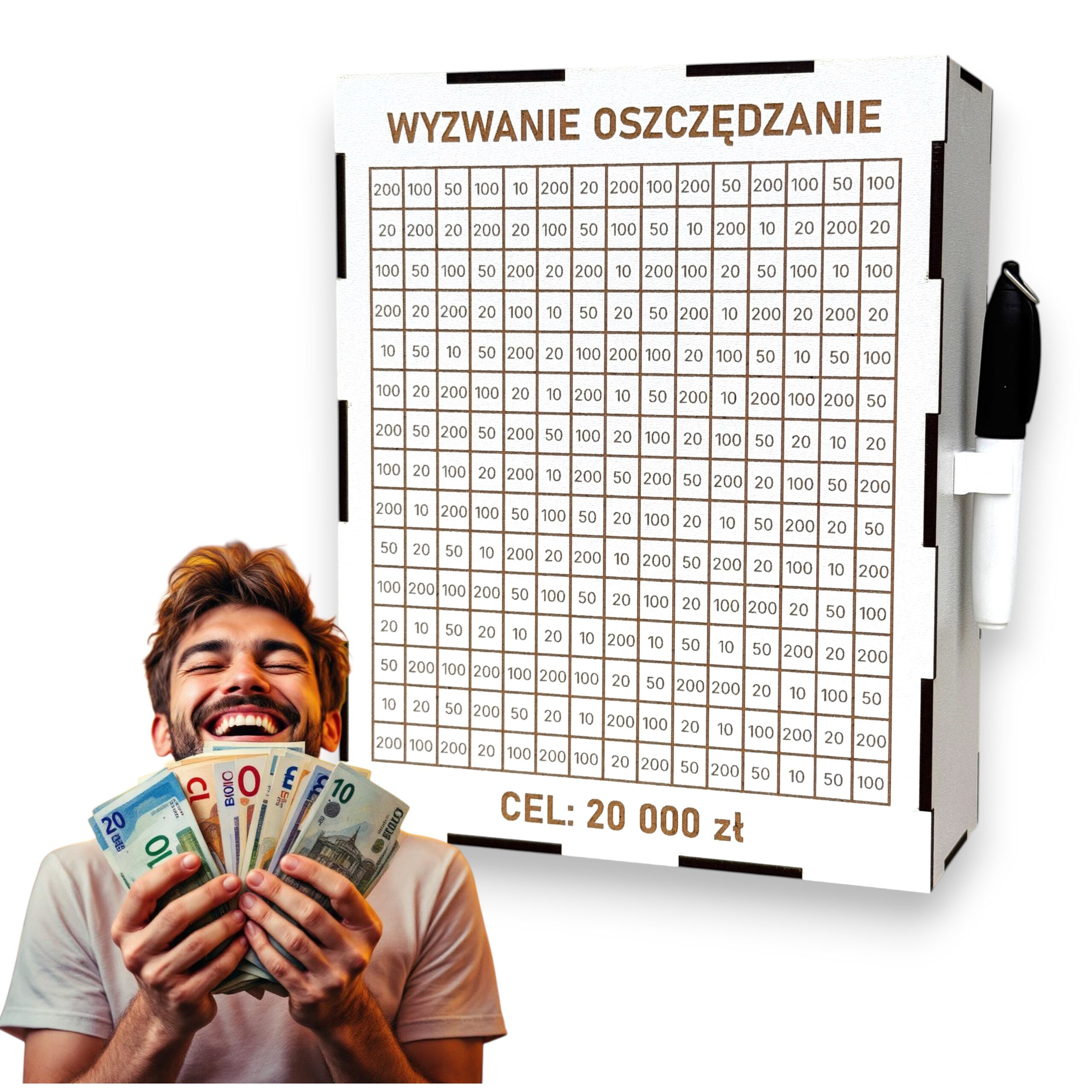 Personalizowana Skarbonka Wykreślana BIAŁA L + marker gratis - obrazek 8