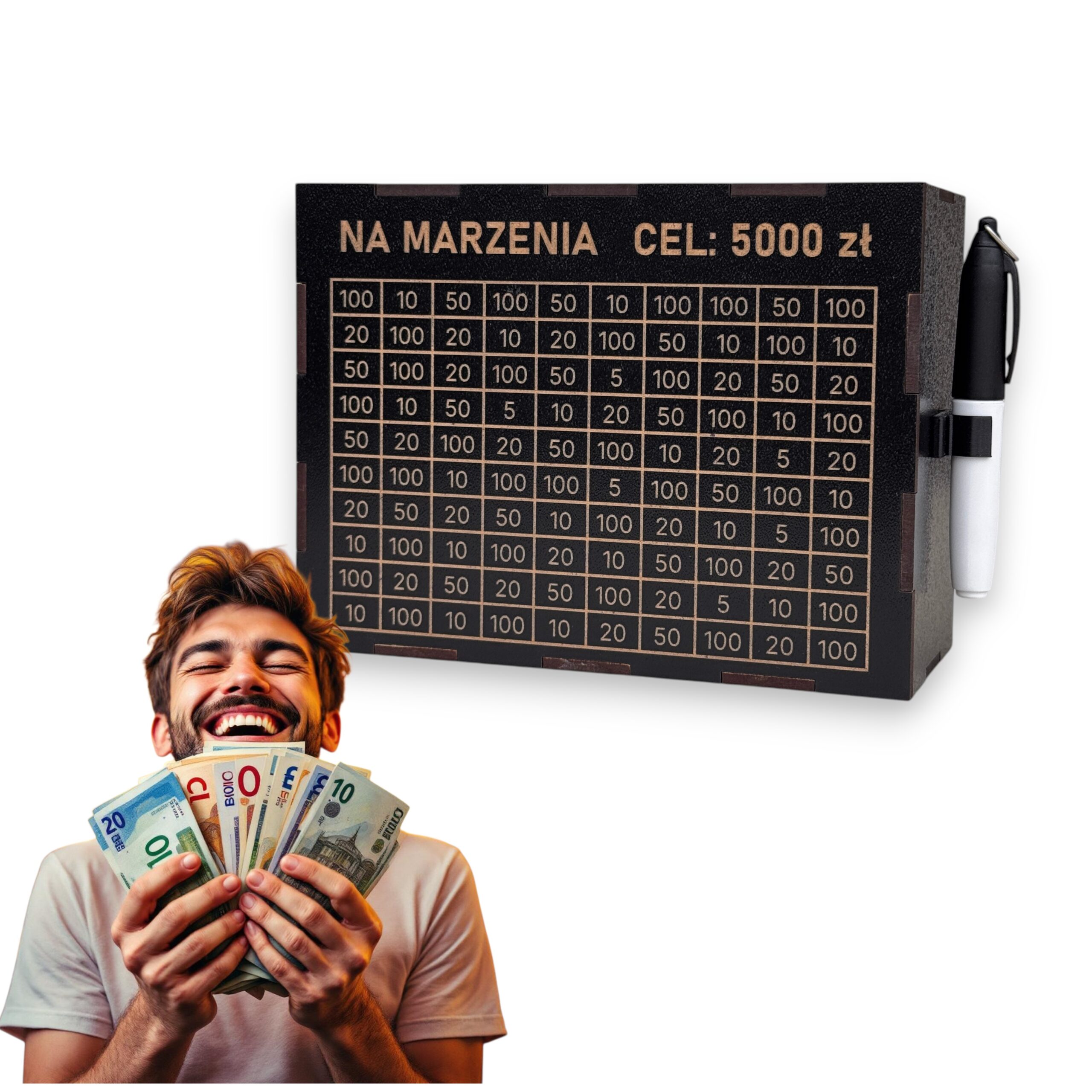 Personalizowana Skarbonka Wykreślana CZARNA S + marker gratis - obrazek 7