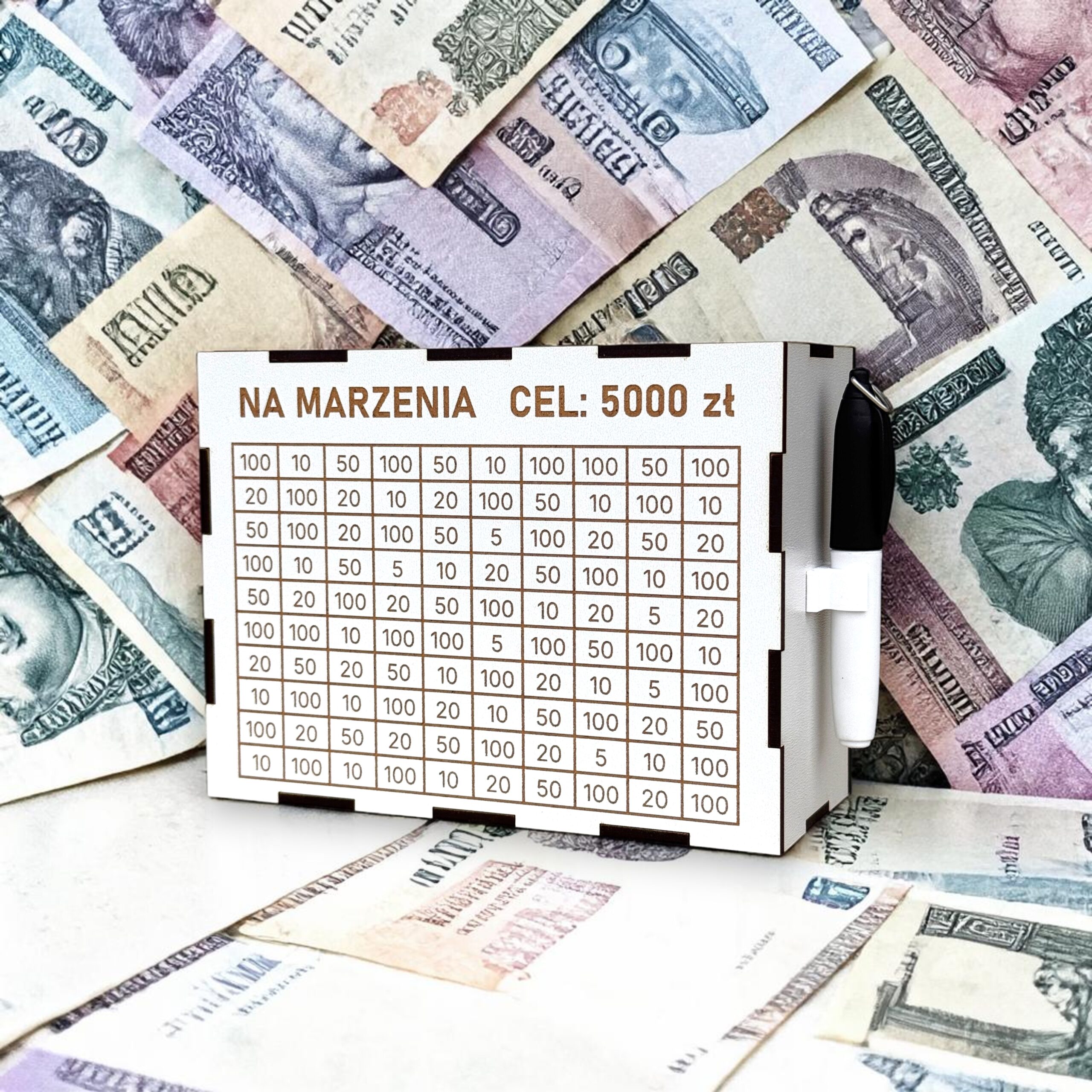Personalizowana Skarbonka Wykreślana BIAŁA S + marker gratis - obrazek 4