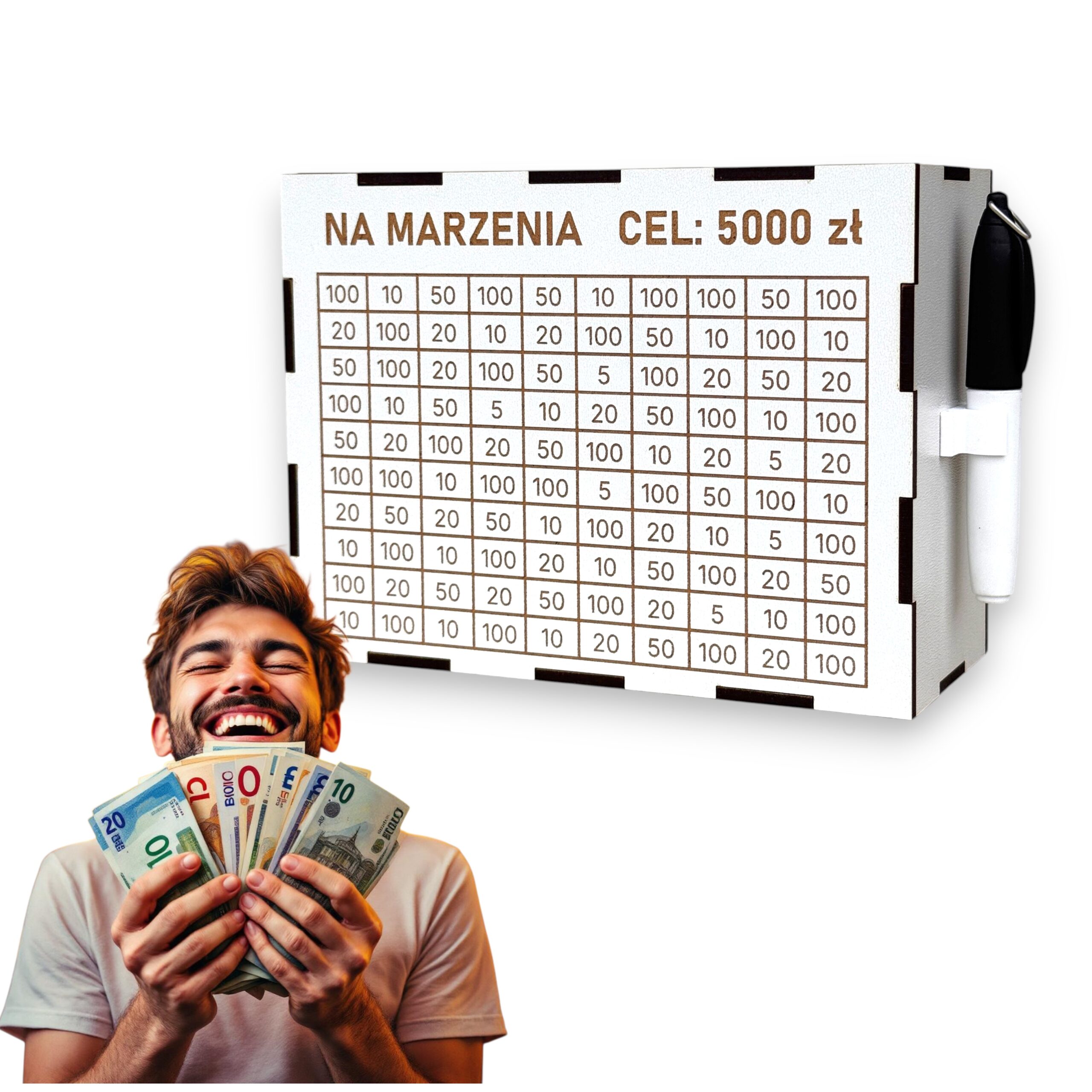 Personalizowana Skarbonka Wykreślana BIAŁA S + marker gratis - obrazek 6