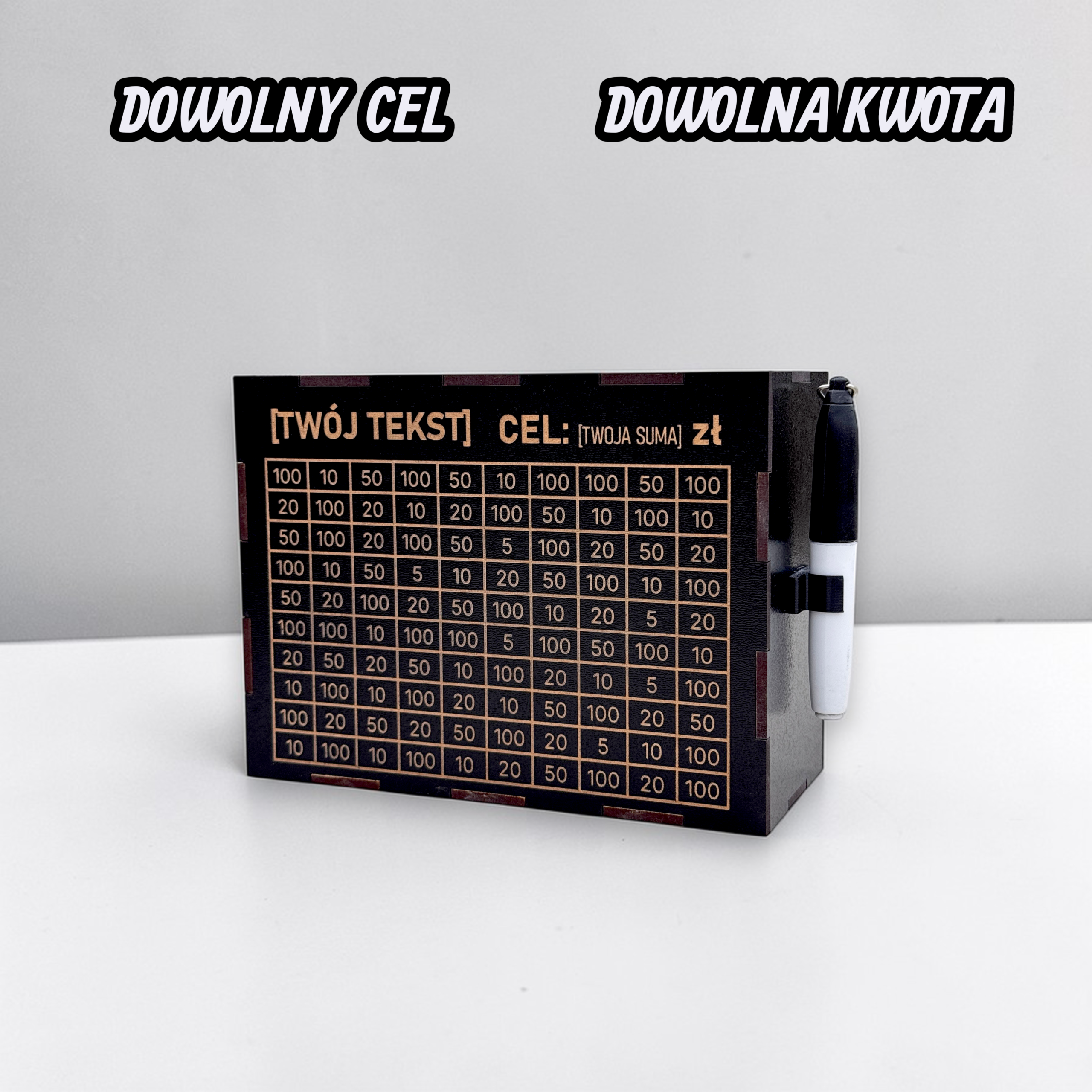 Personalizowana Skarbonka Wykreślana CZARNA S + marker gratis - obrazek 2