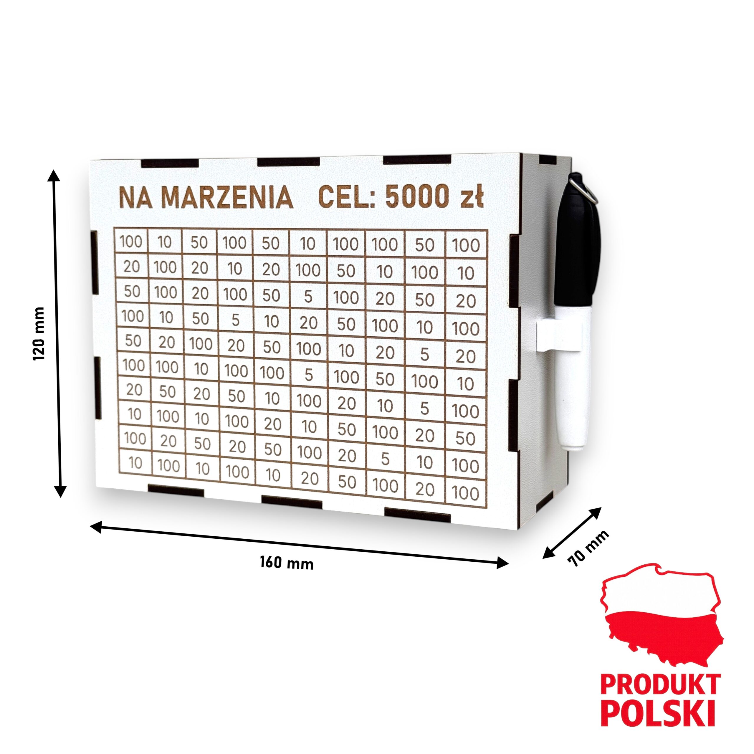 Personalizowana Skarbonka Wykreślana BIAŁA S + marker gratis - obrazek 8