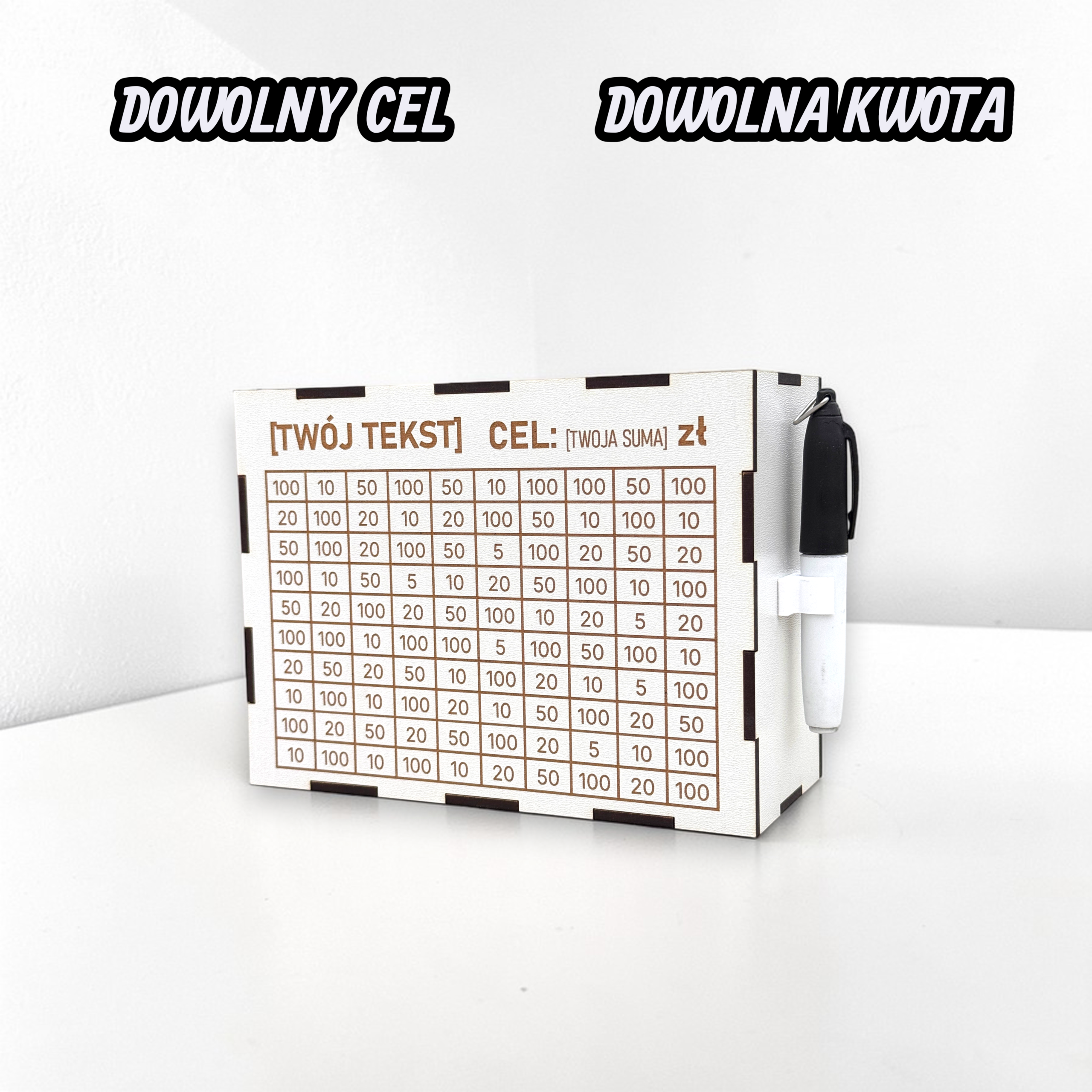 Personalizowana Skarbonka Wykreślana BIAŁA S + marker gratis - obrazek 2