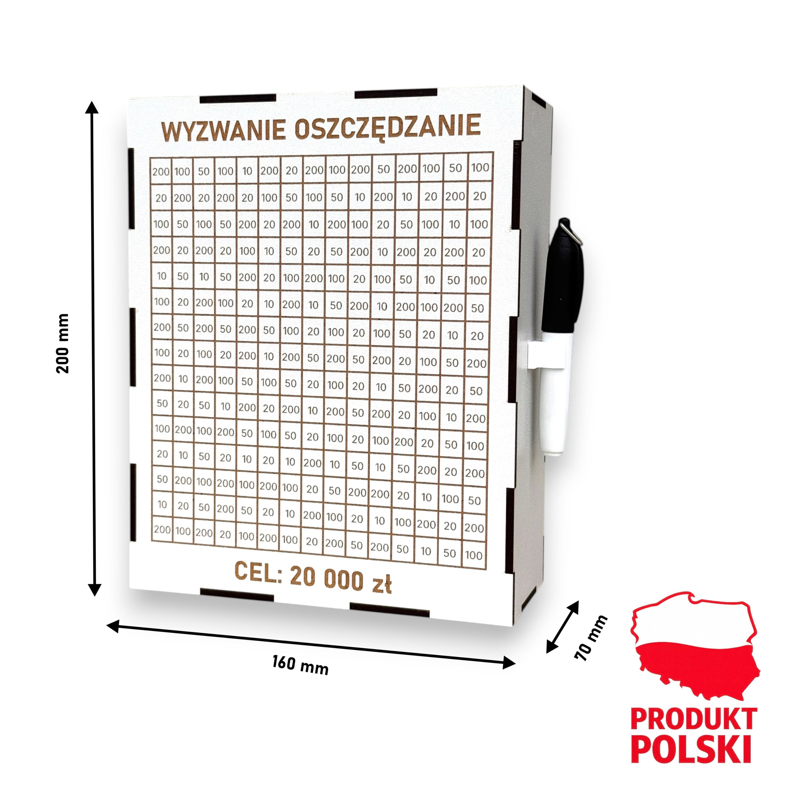 Personalizowana Skarbonka Wykreślana BIAŁA L + marker gratis - obrazek 4