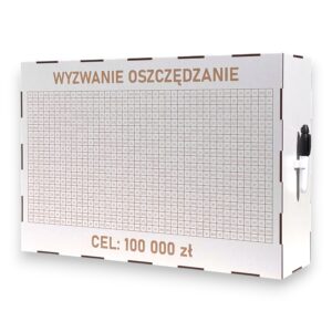 Skarbonka Wykreślana MEGA XXL 100 000zł BIAŁA Personalizowana + marker gratis