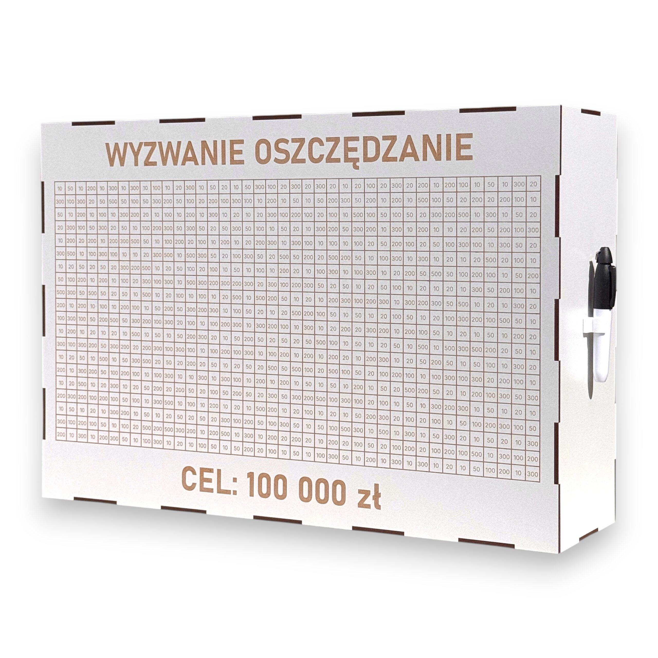 Skarbonka Wykreślana MEGA XXL 100 000zł BIAŁA Personalizowana + marker gratis