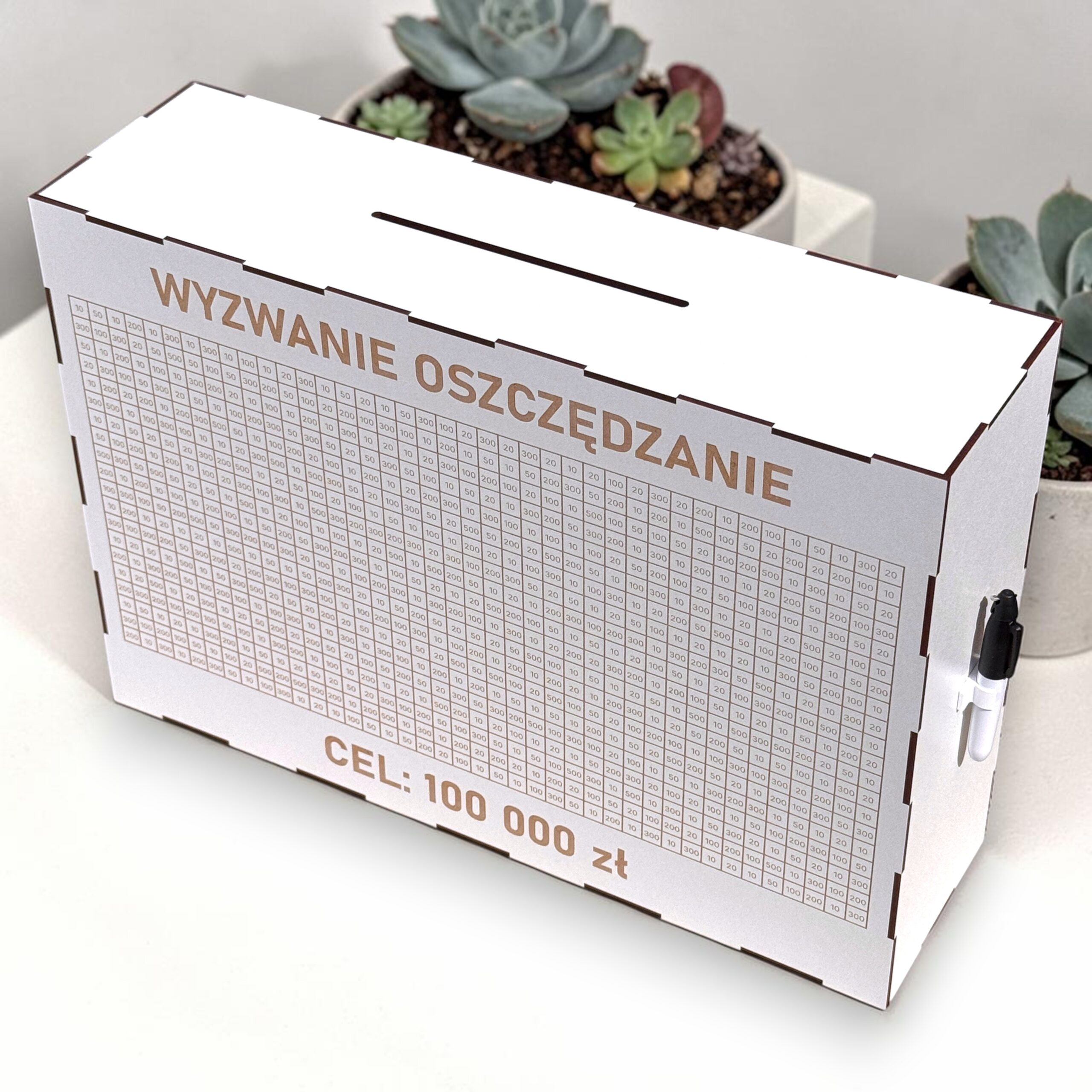 Skarbonka Wykreślana MEGA XXL 100 000zł BIAŁA Personalizowana + marker gratis - obrazek 6