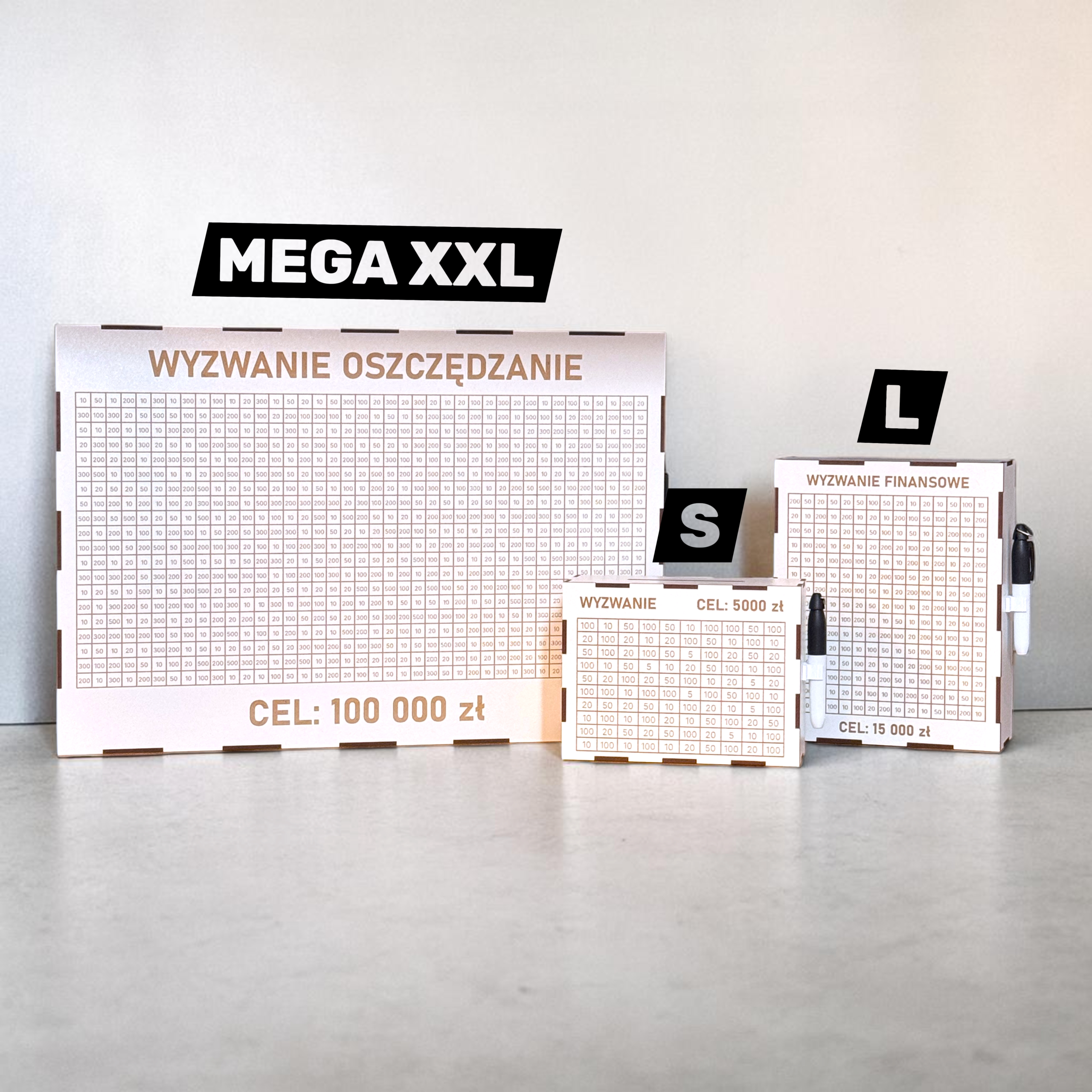 Skarbonka Wykreślana MEGA XXL 100 000zł BIAŁA Personalizowana + marker gratis - obrazek 4