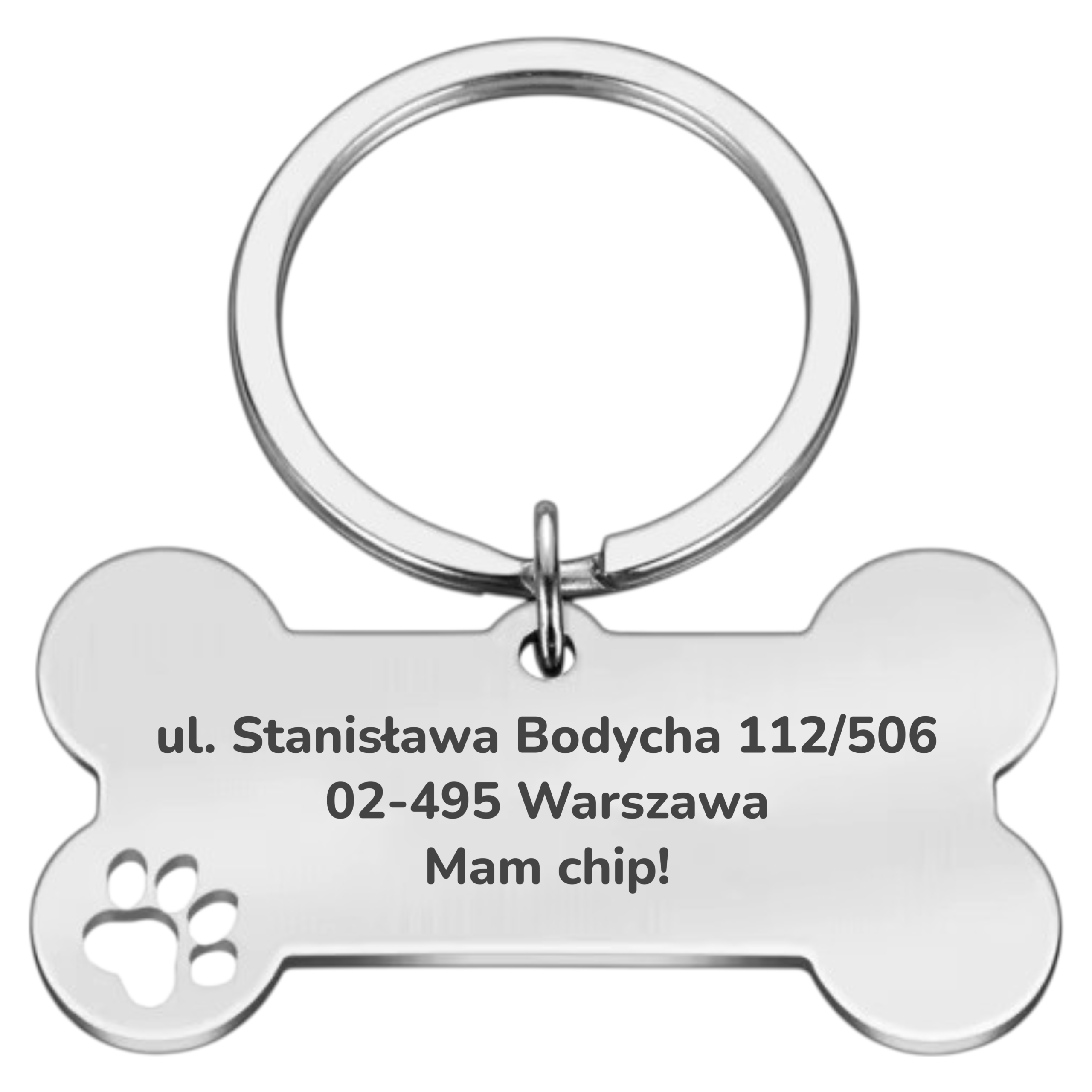 Adresówka dla psa stalowa identyfikator swój grawer kość zawieszka srebrna - obrazek 4